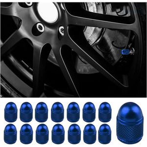 15 stuks aluminium ventieldoppen - stofdicht - blauw - banden accessoires auto fiets vrachtwagen motorfiets .