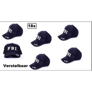18x FBI Baseball cap zwart - verstelbaar - Pet base ball cap FBI verkleed hoofddeksel festival optocht evenement