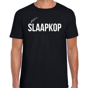 Slaapkop  fun tekst slaapshirt / pyjama shirt - zwart - heren - Grappig slaapshirt / slaap kleding t-shirt S