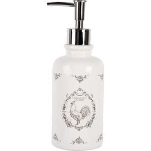 Clayre & Eef Zeepdispenser 350 ml Wit Keramiek Haan Zeeppompje