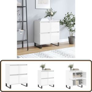 vidaXL Dressoir - 60x35x70 cm - Hoogglans Wit Dressoir - Opbergkast - Kast - Salontafel - Woonaccessoires