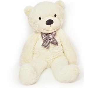 Lumaland - Reuze XXL Teddybeer - Pluche Knuffelbeer met Knopogen - 120 cm - Beige