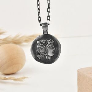 Janus Roman mythologie hanger ketting Oxidized 26 inches