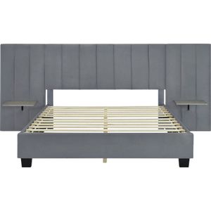 Gestoffeerd bed 160x200cm Tweepersoonsbed (zonder matras) Grijs Fluweel