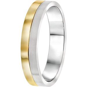 Lucardi Heren Vriendschapsring Parijs - Ring - Vaderdag Cadeau - Staal - Zilver- en Goudkleurig