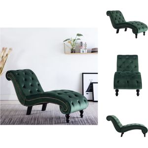 vidaXL Chaise Longue - Chaise Longues - Loungestoel - Loungestoelen - Chaise longue fluweel groen