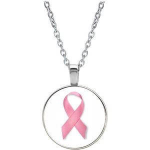 Ketting Glas - Pink Ribbon