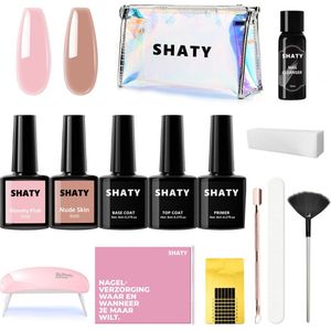 SHATY® BIAB Starter Pakket – Complete BIAB Set met Builder Gel, Builder in a Bottle Gelnagellak, UV/LED Nagellamp, Nail Cleanser & Instructievideo (NL)