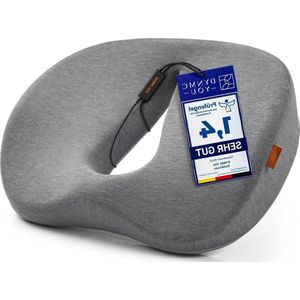 Ergonomische Traagschuim Zitring Stuitbeen - Comfortabel zitkussen vormvast perfecte hardheid - Premium stuitbeenkussen moderne donut grijs