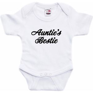 Aunties Bestie Tekst Baby Rompertje Wit Jongens en Meisjes - Beste Tante Kraamcadeau/ Aankondiging Zwangerschap 56