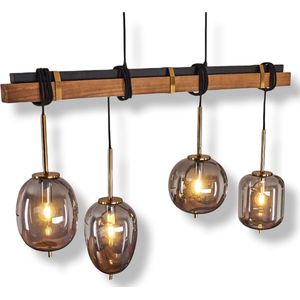 Bruine Smoke Hanglamp - 4 delige - Verbania - Gerookt glas - Plafondlamp - industriële LED lamp - Vintage look lamp - Muurlamp - Zwart - Unieke lamp - Design lamp - Glaslamp