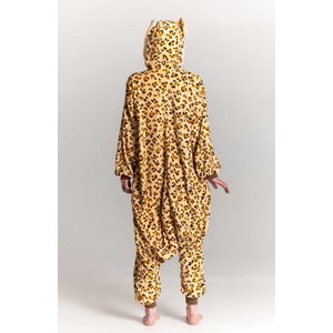 KIMU Onesie Luipaard Pak - Maat 140-146 - Luipaardpak Kostuum Panter Cheetah - Kinder Jumpsuit Pyjama Dierenpak Huispak Jongen Meisje Festival