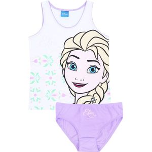 Wit met paarse meisjes ondergoedset Elsa Ice Age FROZEN t-shirt + slipje