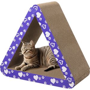 Navaris 3 in 1 kattenkrab set - Driehoek van krabkarton voor katten - 3 kattenkrab planken - Katten krabplank - Golfkarton