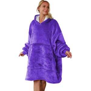 JAXY Hoodie Deken - Snuggie - Snuggle Hoodie - Fleece Deken Met Mouwen - Hoodie Blanket - Paars
