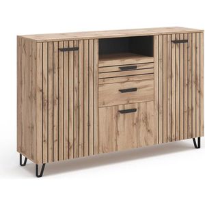 Dressoir Eiken/Zwart 150 x 100 cm met Schuifladen