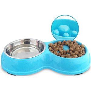 Anti schrokbak voor Kleine Honden - Hondenvoerbak - Slowfeeder Voerbak Katten - Hondenbak en RVS Waterbak