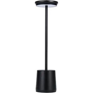 Luxus Tafellamp Touch Deluxe - Alexia - Zwart - H34 x Ø8 - Tafellamp - Terraslamp - Bureaulamp - LED - Oplaadbaar - Dimbaar - Draadloos - Industrieel en modern - Op batterijen - Nachtlamp voor de slaapkamer - Tafellamp voor binnen en buiten