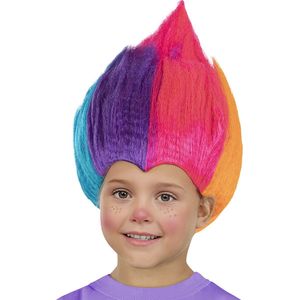 FUNIDELIA Regenboog Trolls Pruik voor meisjes en jongens