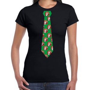 Bellatio Decorations stropdas Kerst T-shirt kerstman met bier - shirt - dames - zwart XXL