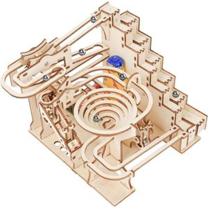 3D houten knikkerbaan puzzel zelf te monteren (112 stuks) Mechanische tandwielaandrijving elektrisch modelbouwvaartuig voor tieners en volwassenen
