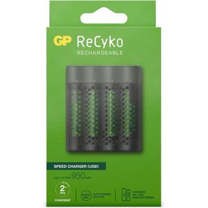 GP ReCyko Batterijlader - Snellader - (USB) M451 4-slot incl. 4 x AAA 950 mAh - Oplaadbare batterijen - Batterij oplader