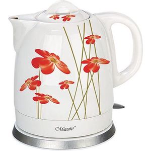 Feel-Maestro MR-066-RED FLOWERS waterkoker 1,5 l 1200 W Rood, Wit