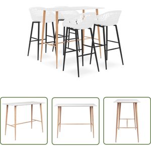 The Living Store 5-delige Barset wit - Bartafel - Statafel - Barset - Loungehoek - Meubels