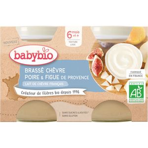 Babybio Chèvre Poire Fig Brassé 6 Maanden en Ouder Bio 2 x 130 g Potjes