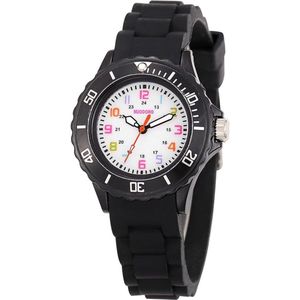 Fako® - Kinderhorloge - Siliconen - Regenboog - Zwart