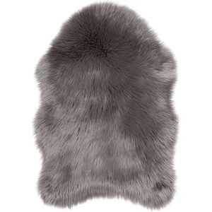 Imitatiebont Lamsvacht Schapenvel Grijsbruin Wasbaar Decoratiebont 55 x 80 cm - Kunstbont Tapijt Slaapkamer Woonkamer - Bontvorm