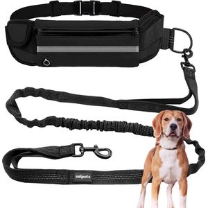 Jogginglijn Honden Handsfree Hardlopen Wandelen Webbing Anti-stress Reflecterend 160-220cm (zwart)