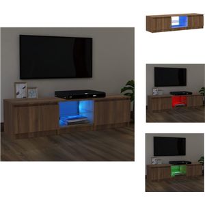 vidaXL TV-meubel - LED-verlichting - 140 x 40 x 35.5 cm - Bruineiken hout - Trendy design - Kast