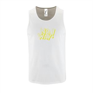 Witte Tanktop sportshirt met ""No Way"" Print Geel Size XXXL: