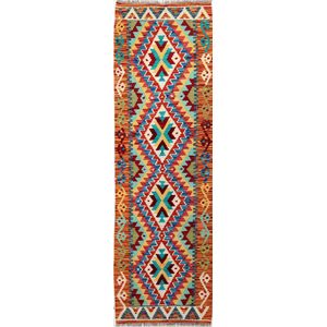 Kelim - Afghaanse kelim - vloerkleed - 061 x 200 cm -  handgeweven - 100% wol - handgesponnen wo