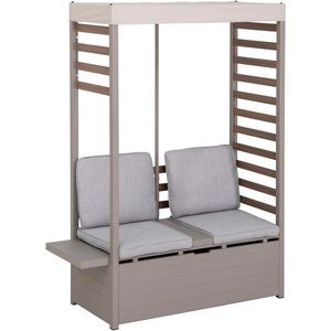 Tuin Balkon Terras bankset met verwijderbare luifel 57 x 147cm grijs