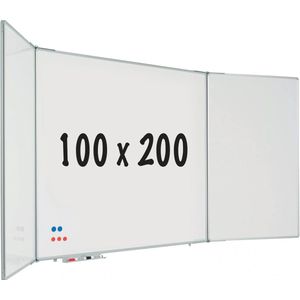 Vijfzijdig whiteboard RC10 profiel - Magnetisch - Geëmailleerd staal - Wit - 100x200cm