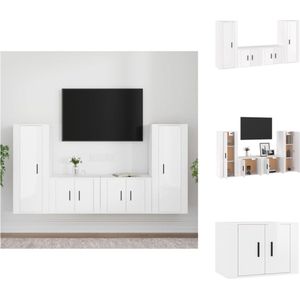 vidaXL TV-meubel set - hoogglans wit - 4-delige - bewerkt hout - 40 x 34.5 x 100 cm en 57 x 34.5 x 40 cm - Kast