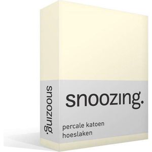 Snoozing - Hoeslaken  - Eenpersoons - 90x200 cm - Percale katoen - Ivoor