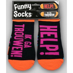 Sokken - Funny socks - Help! Ik ga trouwen! - In cadeauverpakking met gekleurd lint