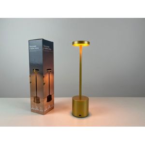 Tafellamp Touch - Goud - Tafellamp - Bureaulamp - LED - Oplaadbaar - Dimbaar - Draadloos - Industrieel en modern - Tafellamp voor binnen en buiten