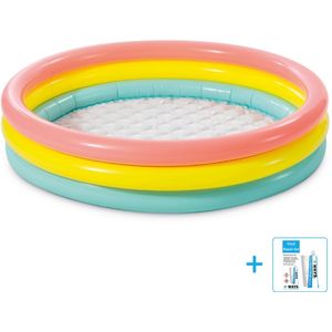 Intex - Opblaaszwembad - Sunset Glow Pool - Zachte opblaasbare bodem - Vanaf 2 jaar - Ø 114 x 25 cm inclusief reparatiesetje
