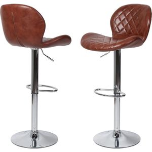 Gran Vida® - Barkrukken Set Van 2 - Rugleuning - In Hoogte Verstelbaar - 360° Draaibaar - Voetsteun - Bruin