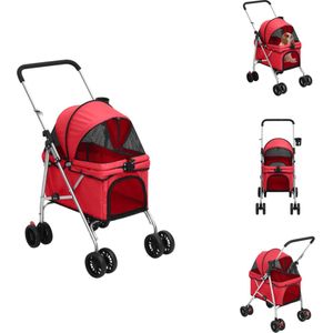 vidaXL Hondenbuggy - Comfortabel en Draagbaar - Rood - 76 x 50 x 100 cm - Max - 15 kg - Draagtas