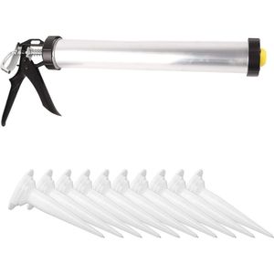 Buis Siliconen Kitpistool - Aluminium - 600 Ml - Kitgereedschap - 10 Mondstukken - Kit - Glaslijm