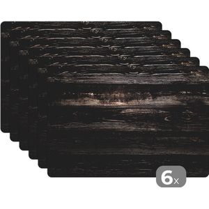 Placemat - Placemats kunststof - Plank - Hardhout - Patronen - Brocante - 45x30 cm - 6 stuks - Hittebestendig - Anti-Slip - Onderlegger - Afneembaar