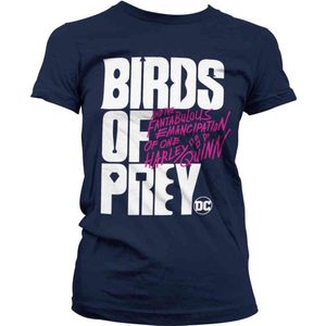 DC Comics Harley Quinn Dames Tshirt -M- Birds Of Prey - Logo Blauw