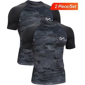 MEETYOO 2 Artikelen Sport Tanktop Heren - Sportkleding Man -Compressieoverhemden voor heren korte mouwen Workout -shirt - T-Shirt Heren - Fitnesskleding - Jongens Kleding voor Fitness, CrossFit & Gym -Camouflage-XXL