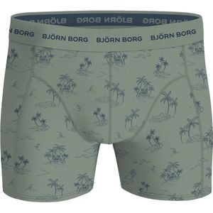 Björn Borg Cotton Stretch boxers - heren boxers normale lengte (1-pack) - groen en blauw palmbomen dessin - Maat: XL