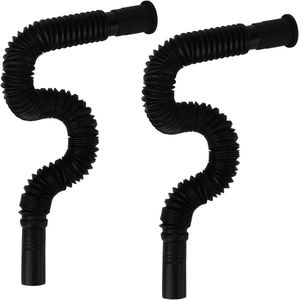 2 stuks Flexibele Afvalpijp Stretch Connector Slang Buis voor Bad Wastafel - Zwart